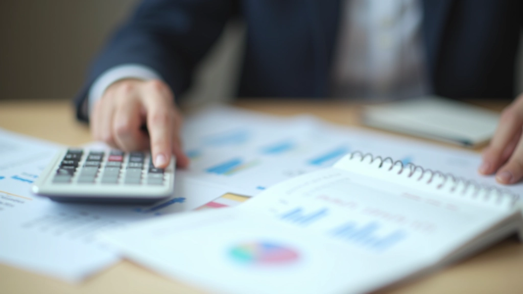 Financial planning spreadsheet with growth projections, retirement timeline chart on desk with professional setup
