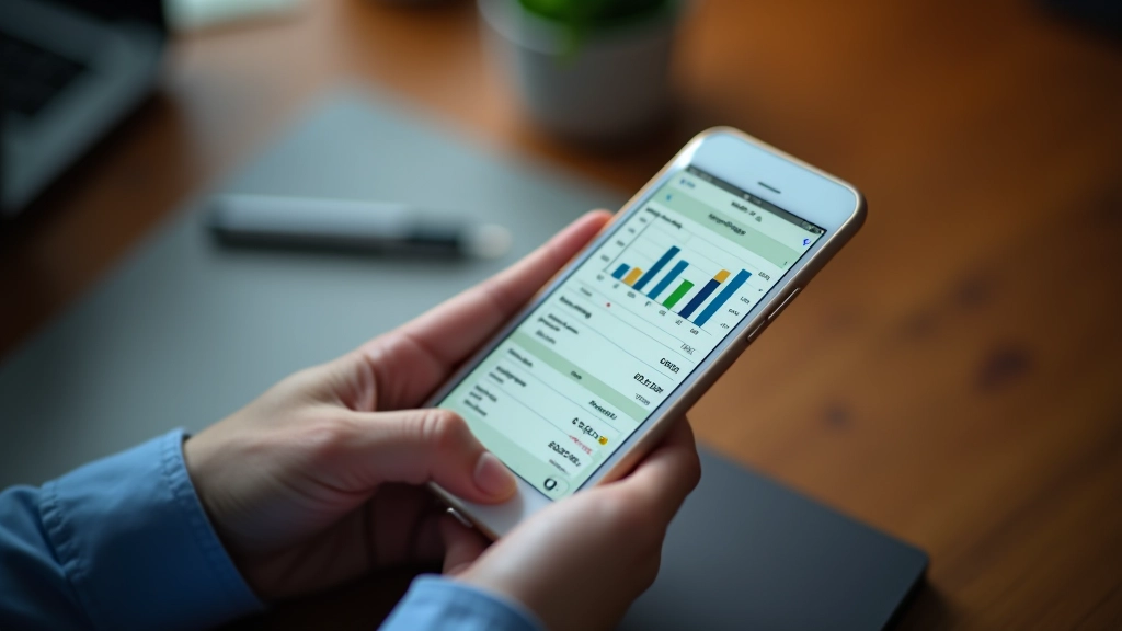 Mobile banking app showing budget categories and savings progress with pie chart breakdown